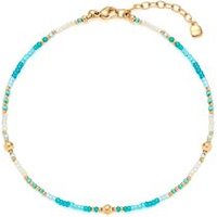 🦚 Fußkette Happy Ciao, Edelstahl, IP Gold, türkis 🦚 Fußkette Happy Ciao, Edelstahl, IP Gold, türkis