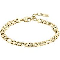 🦚 Damen Figaroarmband Double B aus Edelstahl, gold 🦚 Damen Figaroarmband Double B aus Edelstahl, gold