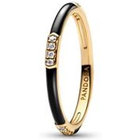 🦚 Ring für Damen mit schwarzer Emaille, vergoldet, ME 🦚 Ring für Damen mit schwarzer Emaille, vergoldet, ME