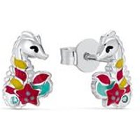 🦚 925er Silber Ohrstecker Seepferd und Stern für Mädchen 🦚 925er Silber Ohrstecker Seepferd und Stern für Mädchen