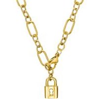 🦚 Figaro Damenkette aus Edelstahl mit Schloss, IP Gold 🦚 Figaro Damenkette aus Edelstahl mit Schloss, IP Gold