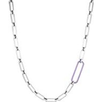 🦚 Halskette für Damen aus Edelstahl mit lila Emaille 🦚 Halskette für Damen aus Edelstahl mit lila Emaille