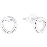 🦚 Damen Ohrstecker Kreis mit Herz aus 925er Silber 🦚 Damen Ohrstecker Kreis mit Herz aus 925er Silber