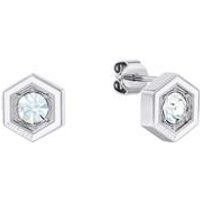 🦚 Damen Ohrstecker Hexagon, Edelstahl, Kristall, Emaille 🦚 Damen Ohrstecker Hexagon, Edelstahl, Kristall, Emaille