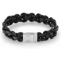 🦚 Braided Leather Herrenarmband mit Edelstahl, schwarz 🦚 Braided Leather Herrenarmband mit Edelstahl, schwarz