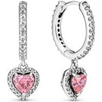 🦚 Damen Creolen aus 925er Silber mit Zirkonia, rosa 🦚 Damen Creolen aus 925er Silber mit Zirkonia, rosa