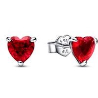 🦚 Herzohrstecker aus 925er Silber mit rotem Kristall 🦚 Herzohrstecker aus 925er Silber mit rotem Kristall