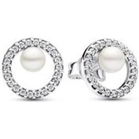 🦚 Kreis Ohrstecker aus 925er Silber mit Perle, Zirkonia 🦚 Kreis Ohrstecker aus 925er Silber mit Perle, Zirkonia