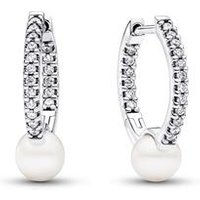 🦚 Damen Creolen aus 925er Silber mit Zirkonia und Perle 🦚 Damen Creolen aus 925er Silber mit Zirkonia und Perle