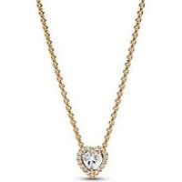 🦚 Damenkette mit Halo Herzanhänger, Zirkonia, IP Gold 🦚 Damenkette mit Halo Herzanhänger, Zirkonia, IP Gold