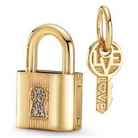 🦚 Anhänger Set Vorhängeschloss und Schlüssel, IP Gold 🦚 Anhänger Set Vorhängeschloss und Schlüssel, IP Gold