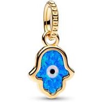 🦚 Charm Anhänger Hand der Fatima, vergoldet, Opal, synth. 🦚 Charm Anhänger Hand der Fatima, vergoldet, Opal, synth.