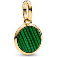🦚 Medaillon-Charm ME, gold, Malachit (synth.), gravierbar 🦚 Medaillon-Charm ME, gold, Malachit (synth.), gravierbar