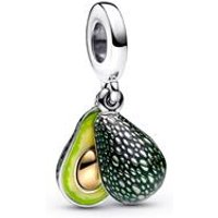 🦚 Avocado Doppelter Charm-Anhänger, 925er Silber, Emaille 🦚 Avocado Doppelter Charm-Anhänger, 925er Silber, Emaille