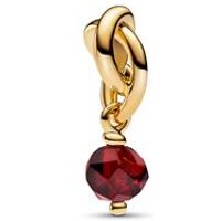 🦚 Charm-Anhänger Januar mit rotem Kristall, IP Gold 🦚 Charm-Anhänger Januar mit rotem Kristall, IP Gold