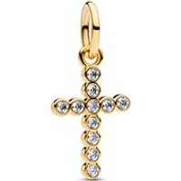 🦚 Kreuzanhänger für Damen, vergoldet mit Zirkonia 🦚 Kreuzanhänger für Damen, vergoldet mit Zirkonia