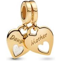 🦚 Moments Doppelherz Charm-Anhänger, vergoldet, Emaille 🦚 Moments Doppelherz Charm-Anhänger, vergoldet, Emaille