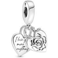 🦚 Rose Herzschloss Charm-Gravuranhänger aus 925er Silber 🦚 Rose Herzschloss Charm-Gravuranhänger aus 925er Silber