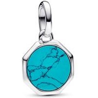 🦚 ME Mini-Medaillon, 925er Silber, gravierbar, Türkis 🦚 ME Mini-Medaillon, 925er Silber, gravierbar, Türkis
