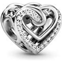 🦚 Charm Verschlungene Herzen aus 925er Silber, Zirkonia 🦚 Charm Verschlungene Herzen aus 925er Silber, Zirkonia