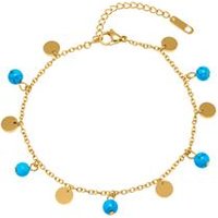 🦚 Fußkette Edelstahl vergoldet türkise Perlen 🦚 Fußkette Edelstahl vergoldet türkise Perlen