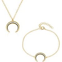 🦚 Set Kette und Armband Mond aus 925er Silber, vergoldet 🦚 Set Kette und Armband Mond aus 925er Silber, vergoldet