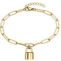 🦚 Damenarmband mit Vorhängeschloss, Edelstahl, vergoldet 🦚 Damenarmband mit Vorhängeschloss, Edelstahl, vergoldet