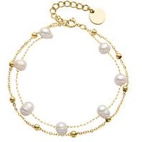 🦚 Zweireihiges Damenarmband aus Edelstahl, gold, Perlen 🦚 Zweireihiges Damenarmband aus Edelstahl, gold, Perlen
