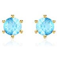 🦚 Ohrstecker für Damen aus 14 Karat Gold, Blautopas 🦚 Ohrstecker für Damen aus 14 Karat Gold, Blautopas