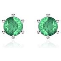🦚 Ohrstecker für Damen aus 14 Karat Weißgold, Smaragde 🦚 Ohrstecker für Damen aus 14 Karat Weißgold, Smaragde