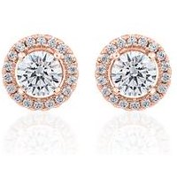 🦚 Damenohrstecker Halo mit lab grown Brillanten, Roségold 🦚 Damenohrstecker Halo mit lab grown Brillanten, Roségold