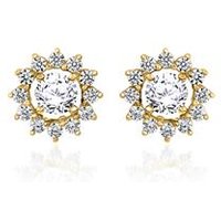 🦚 Goldene lab grown Diamantohrstecker Halo für Damen 🦚 Goldene lab grown Diamantohrstecker Halo für Damen