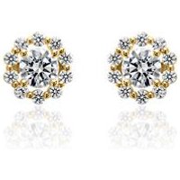 🦚 Diamantohrstecker Halo für Damen aus Gelbgold 🦚 Diamantohrstecker Halo für Damen aus Gelbgold