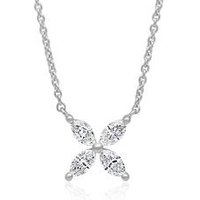 🦚 585er Weißgold Kette Blüte mit Diamanten 🦚 585er Weißgold Kette Blüte mit Diamanten