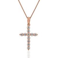 🦚 Kreuzkette für Damen aus Roségold mit Diamanten 🦚 Kreuzkette für Damen aus Roségold mit Diamanten