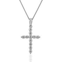 🦚 Kreuzkette für Damen aus Weißgold, lab grown Diamanten 🦚 Kreuzkette für Damen aus Weißgold, lab grown Diamanten