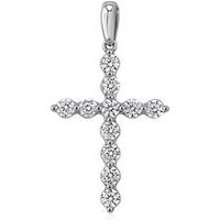 🦚 Damenanhänger Kreuz mit Diamanten aus Weißgold, Platin 🦚 Damenanhänger Kreuz mit Diamanten aus Weißgold, Platin
