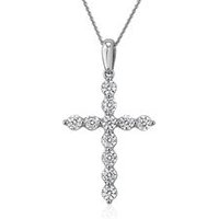 🦚 Kreuzkette für Damen aus Weißgold mit Diamanten 🦚 Kreuzkette für Damen aus Weißgold mit Diamanten