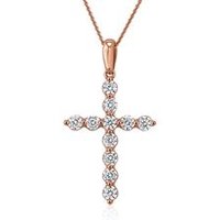 🦚 Kette mit Kreuzanhänger, Roségold, lab grown Diamanten 🦚 Kette mit Kreuzanhänger, Roségold, lab grown Diamanten