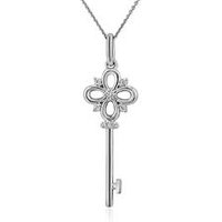 🦚 Weißgoldene Kette mit Diamantanhänger Schlüssel 🦚 Weißgoldene Kette mit Diamantanhänger Schlüssel