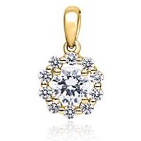 🦚 Lab grown Diamantanhänger Halo aus Gelbgold für Damen 🦚 Lab grown Diamantanhänger Halo aus Gelbgold für Damen