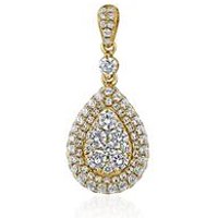 🦚 Tropfen Anhänger Halo aus Gelbgold mit Diamanten 🦚 Tropfen Anhänger Halo aus Gelbgold mit Diamanten