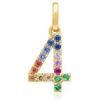 🦚 Zahlenanhänger 4 aus 14 Karat Gold mit Saphiren 🦚 Zahlenanhänger 4 aus 14 Karat Gold mit Saphiren