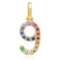 🦚 585er Goldanhänger Zahl 9 mit Saphiren, bunt 🦚 585er Goldanhänger Zahl 9 mit Saphiren, bunt