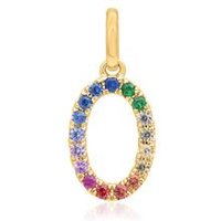 🦚 Zahlanhänger 0 aus 585er Gold mit bunten Saphiren 🦚 Zahlanhänger 0 aus 585er Gold mit bunten Saphiren