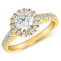 🦚 Gravierbarer Halo-Ring aus Gold mit Diamanten 🦚 Gravierbarer Halo-Ring aus Gold mit Diamanten