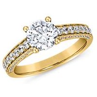 🦚 Goldener Verlobungsring mit Diamanten, gravierbar 🦚 Goldener Verlobungsring mit Diamanten, gravierbar