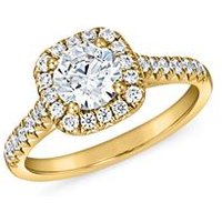 🦚 Gravierbarer Halo-Diamantring aus Gelbgold für Damen 🦚 Gravierbarer Halo-Diamantring aus Gelbgold für Damen