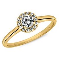 🦚 Verlobungsring Halo mit Diamanten aus Gelbgold 🦚 Verlobungsring Halo mit Diamanten aus Gelbgold
