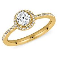 🦚 Goldener Halo Diamantring für Damen, gravierbar 🦚 Goldener Halo Diamantring für Damen, gravierbar